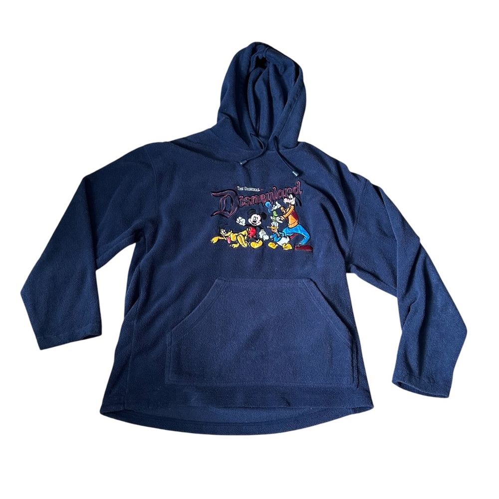 Vintage Disneyland hoodie blue fleece pocket mens small Mickey Mouse goofy Pluto - Picture 1 of 8